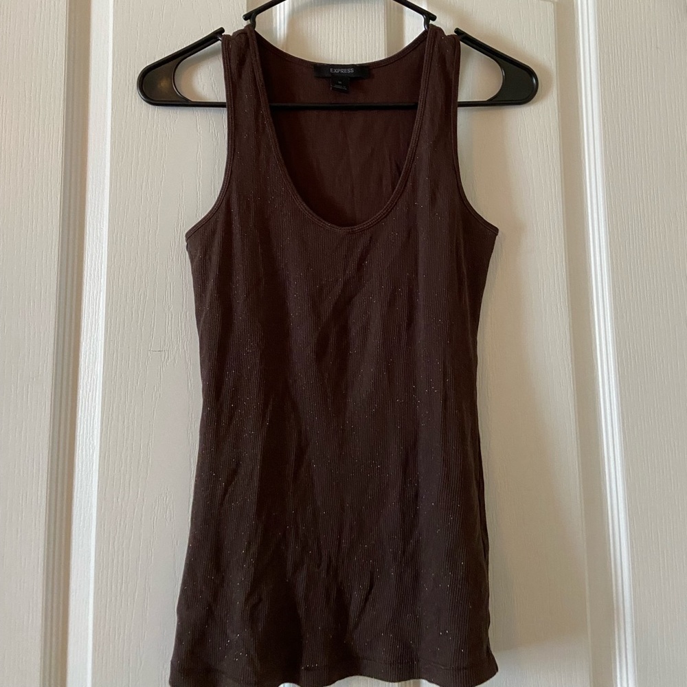 Brown EXPRESS Tank top with Gold sparkles